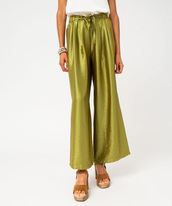 Pantalon large et fluide en viscose gaufrée et satinée femme - GEMO(FEMME PAP) Pantalon large et fluide en viscose gaufrée et satinée femme vue1 - GEMO(FEMME PAP) - GEMO