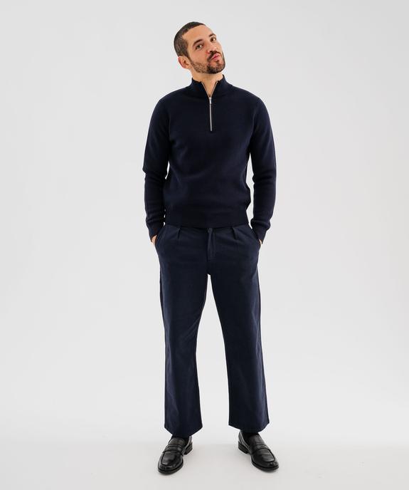 Pull en coton avec col montant zippé homme vue4 - GEMO (HOMME) - GEMO