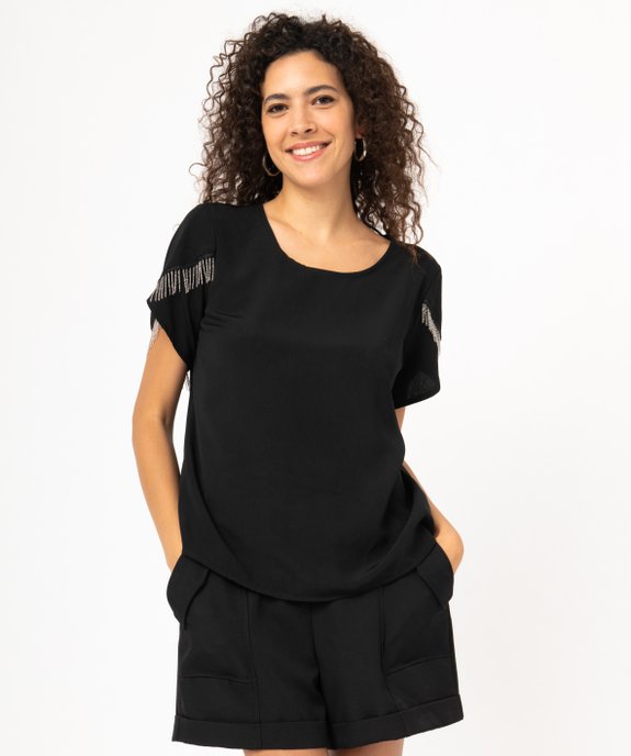 Blouse à manches courtes avec franges chaines femme vue5 - GEMO(FEMME PAP) - GEMO