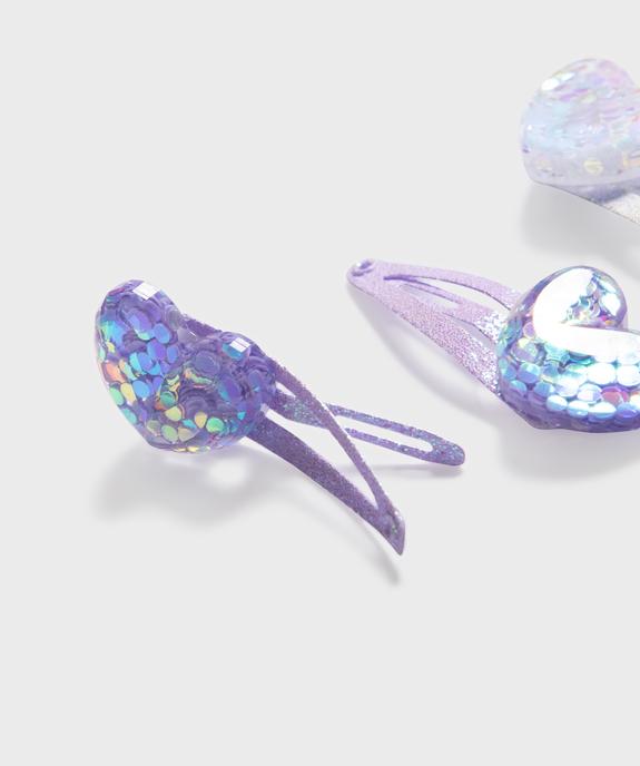 Barrettes cheveux clic-clac pailletées motifs coeurs fille (lot de 6) vue2 - GEMO (ACCESS) - GEMO