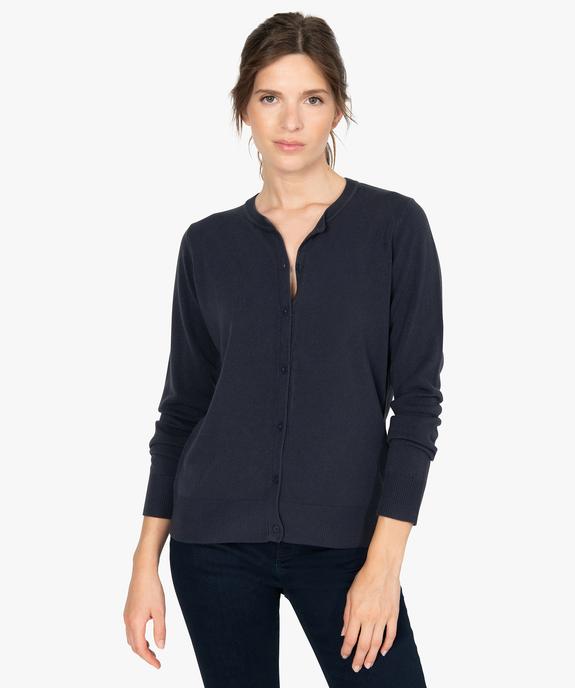 Gilet à col rond en maille fine femme vue1 - GEMO (MAILLE) - GEMO