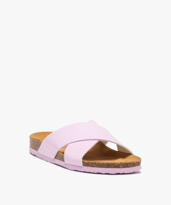 Mules femme à talon plat et larges brides croisées vue2 - GEMO 4G FEMME - GEMO