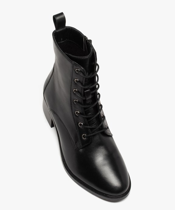 Bottines femme en cuir uni et à lacets ronds - Taneo  vue5 - TANEO - GEMO