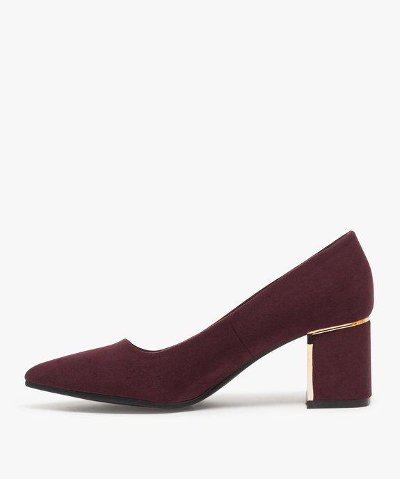 Escarpins femme bout pointu et talon large à détail brillant vue3 - GEMO(URBAIN) - GEMO