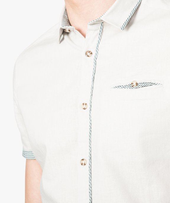Chemise manches courtes à liseré contrastant vue2 - GEMO (HOMME) - GEMO