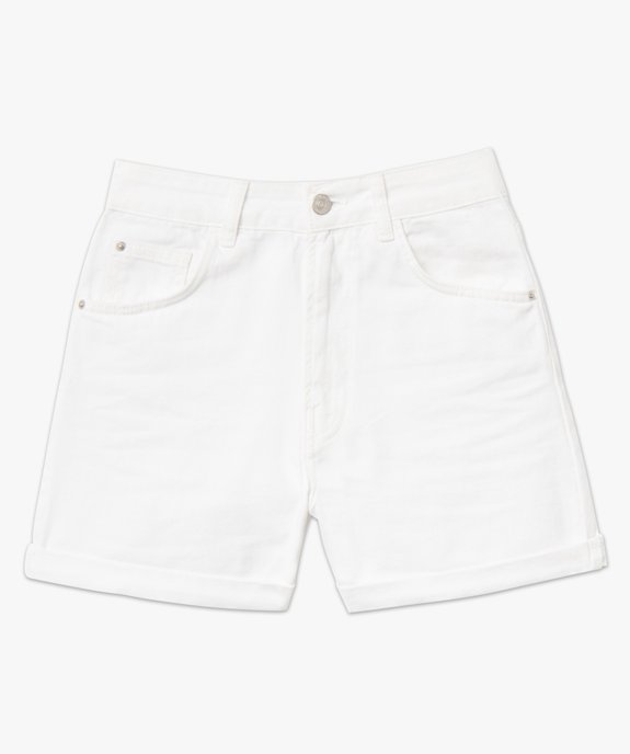 Short en jean femme coloré à taille haute et revers vue4 - GEMO(FEMME PAP) - GEMO