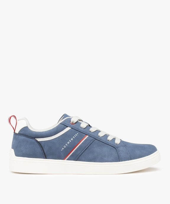 Baskets homme en suédine unie et détails contrastants vue2 - GEMO (CASUAL) - GEMO
