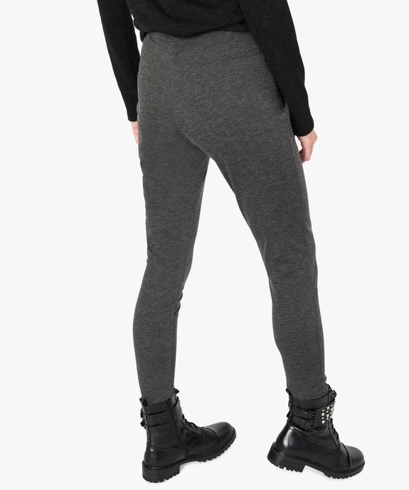 Pantalon femme moulant chiné à zips et taille élastique vue3 - GEMO(FEMME PAP) - GEMO