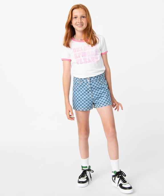 Short en jean fille motif damier vue5 - GEMO (JUNIOR) - GEMO