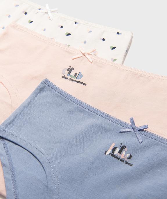 Shorties en coton stretch à motifs coeurs fille (lot de 3) vue2 - GEMO 4G FILLE - GEMO