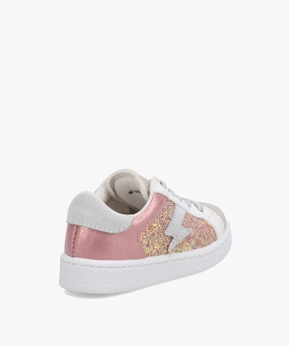 Baskets fille dessus pailleté et lacets brillants vue4 - GEMO (ENFANT) - GEMO