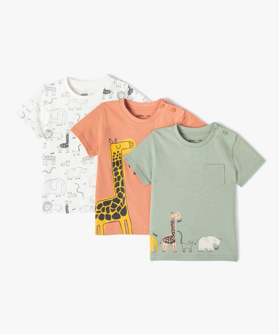 Tee-shirt bébé garçon à motifs et poche poitrine (lot de 3) vue1 - GEMO 4G BEBE - GEMO