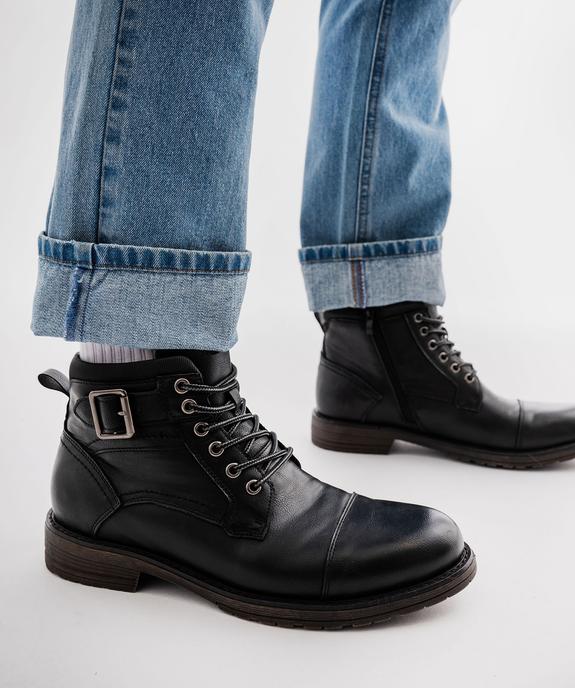 Boots mid-cut à semelle crantée, lacets et zip homme vue1 - MARIO BALDANO - GEMO