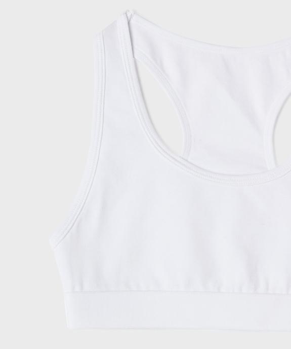 Brassière dos nageur en coton stretch doux et doublé fille vue2 - GEMO 4G FILLE - GEMO