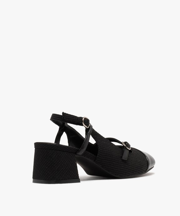 Escarpins sling-back en textile pailleté et vernis femme vue5 - FOLLOW ME - GEMO
