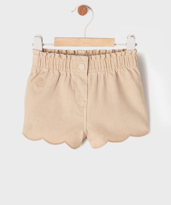 Short en coton aux finitions dentelées bébé fille - LuluCastagnette vue1 - LULU CASTAGNETTE G4G D - GEMO