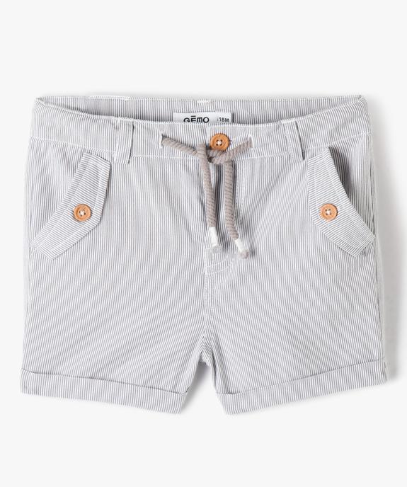 Short bébé garçon rayé à revers vue1 - GEMO(BEBE DEBT) - GEMO