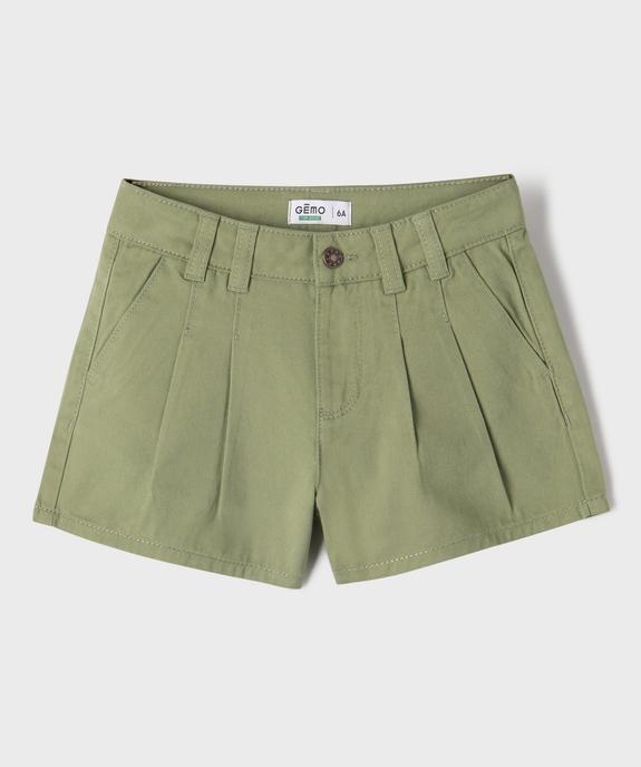 Short en coton pinces avec taille ajustable fille vue1 - GEMO 4G FILLE - GEMO