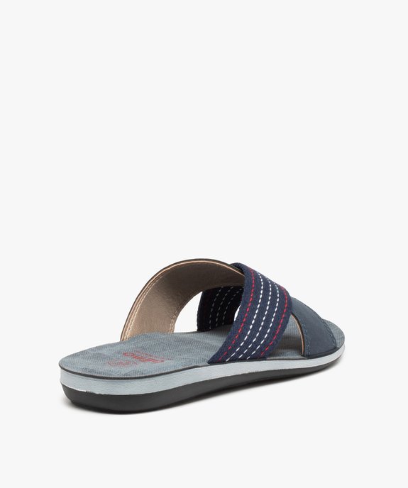 Mules homme à larges brides croisées en toile rayée vue4 - GEMO (PLAGE) - GEMO