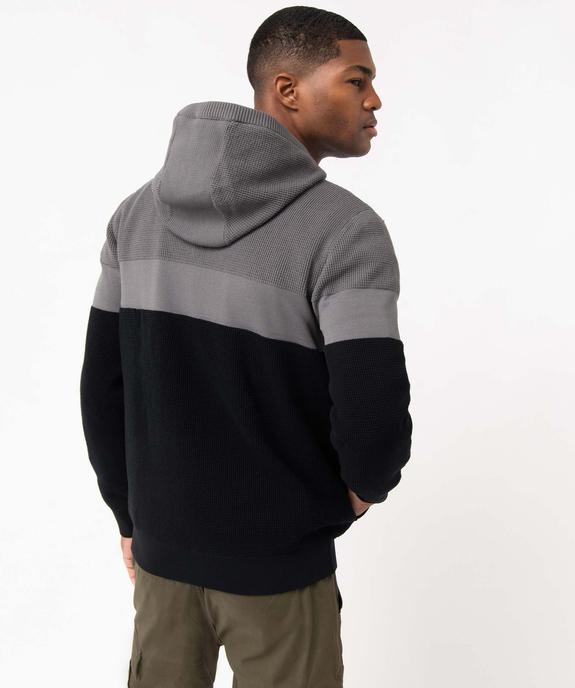 Gilet homme zippée à capuche en maille fantaisie doublé polaire vue3 - DISSIDENT - GEMO
