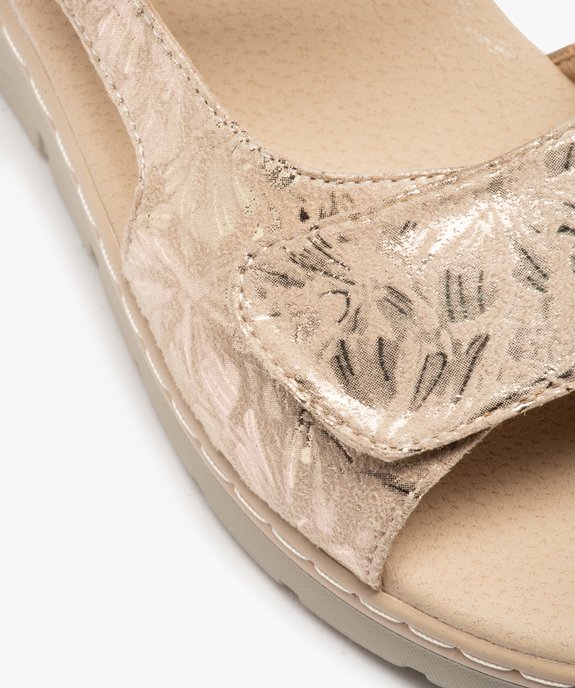 Sandales femme confort en tissu brillant et à scratch vue6 - SANS MARQUE - GEMO