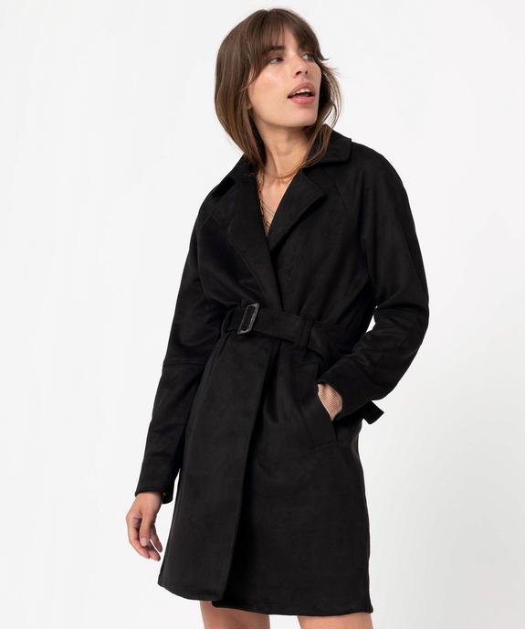 Manteau trench en suédine avec ceinture femme vue1 - GEMO(FEMME PAP) - GEMO