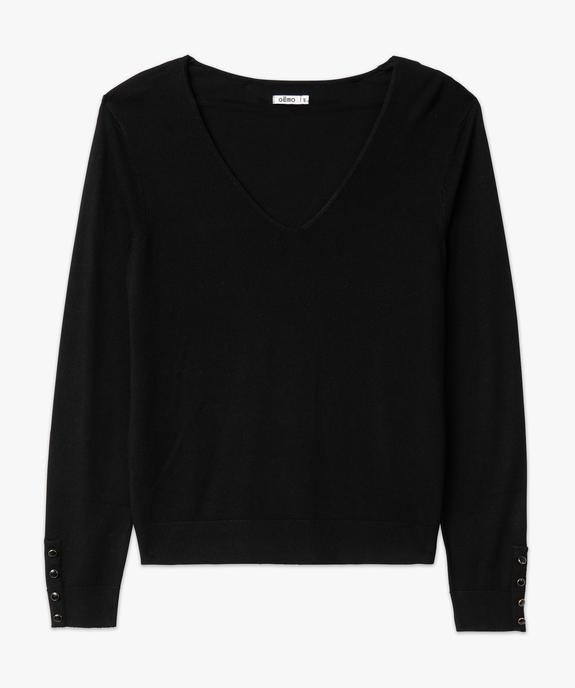 Pull en maille fine à col V et boutons fantaisie femme vue4 - GEMO 4G FEMME - GEMO