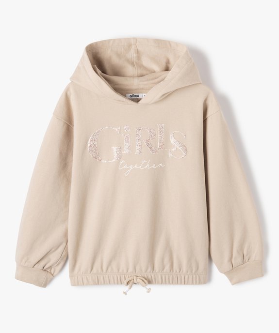 Sweat fille à taille froncée et capuche, motif pailleté vue1 - GEMO (ENFANT) - GEMO