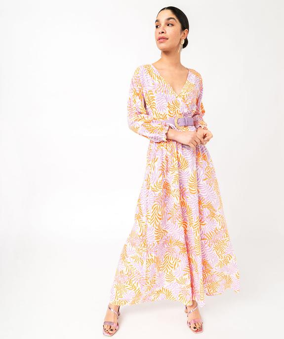 Robe longue imprimée avec col cache-coeur femme vue2 - GEMO(FEMME PAP) - GEMO