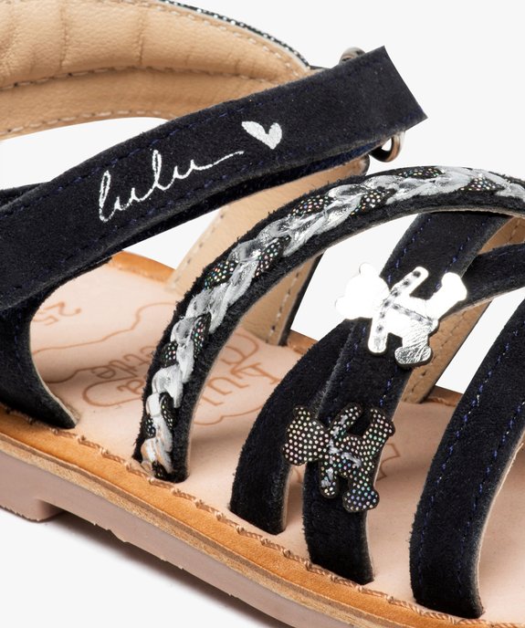 Sandales filles à brides entrelacées en cuir et à scratch - LuluCastagette vue6 - LULU CASTAGNETT - GEMO