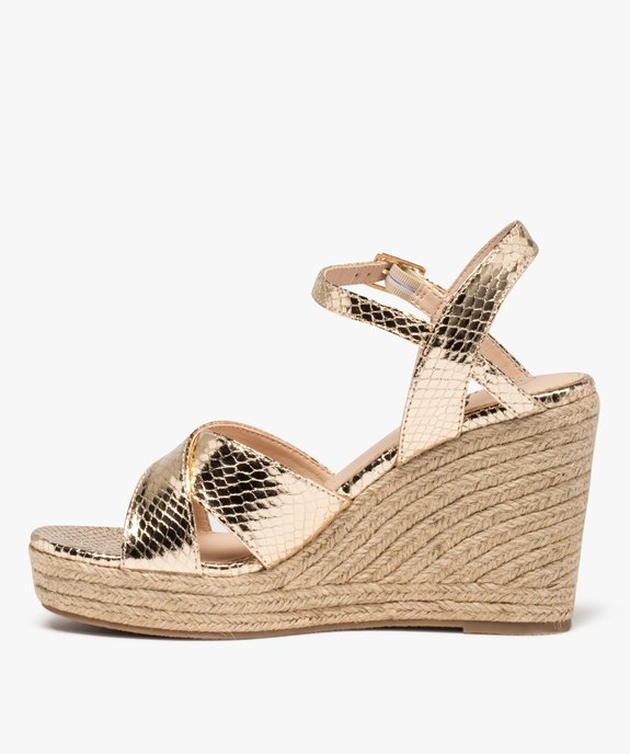 Sandales femme compensées extra hautes métallisées vue4 - GEMO(URBAIN) - GEMO