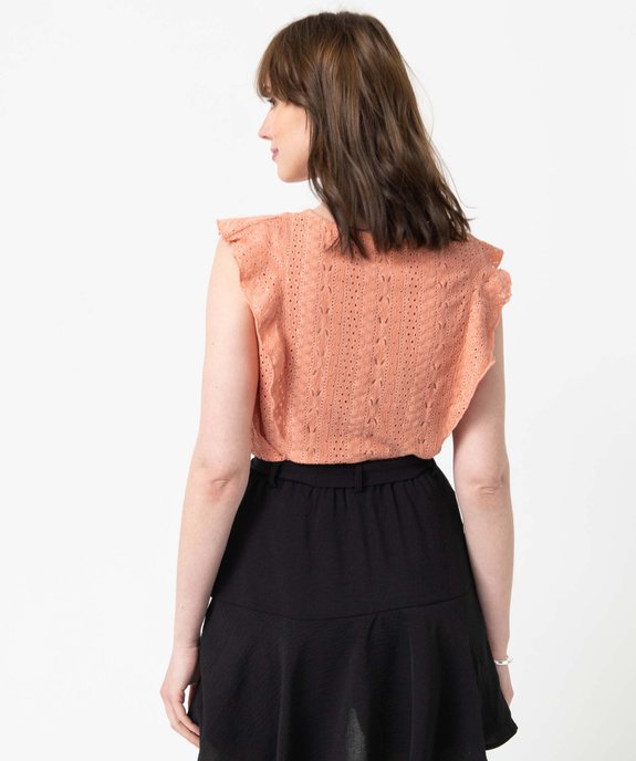 Tee-shirt sans manches en maille ajourée extensible vue3 - GEMO(FEMME PAP) - GEMO