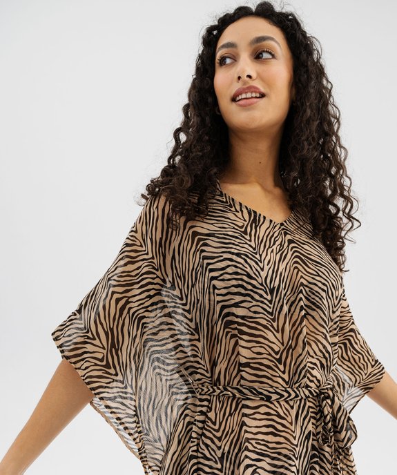 Robe de plage en voile à motifs femme vue3 - GEMO 4G FEMME - GEMO
