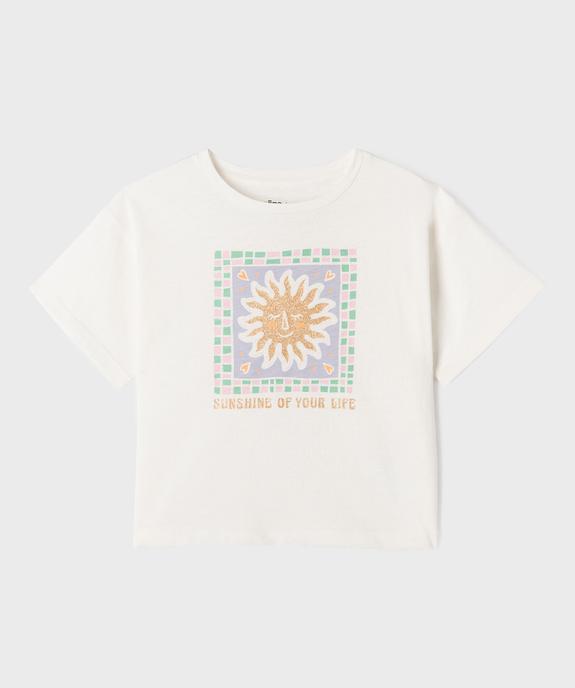 Tee-shirt manches courtes en jersey de coton à motif fille vue2 - GEMO 4G FILLE - GEMO