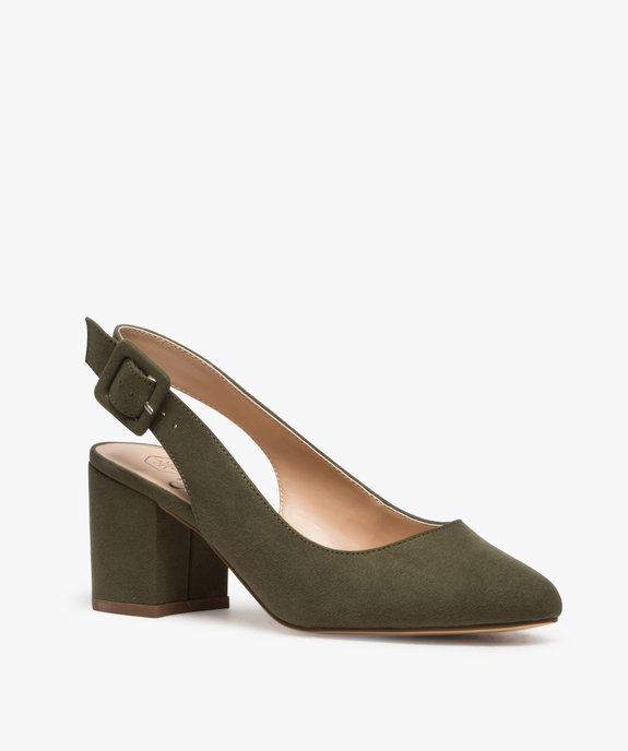 Escarpins femme unis à talon carré et contrefort ouvert vue2 - GEMO(URBAIN) - GEMO