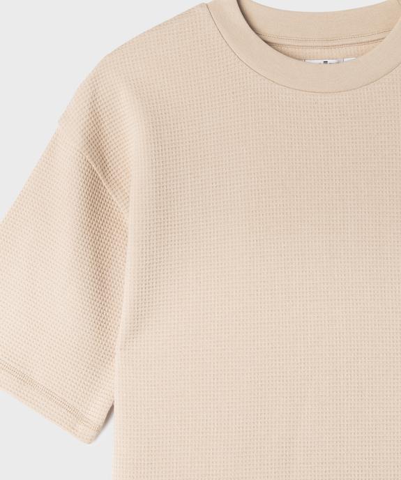 Tee-shirt manches courtes en coton nid d'abeille garçon vue2 - GEMO (JUNIOR) - GEMO