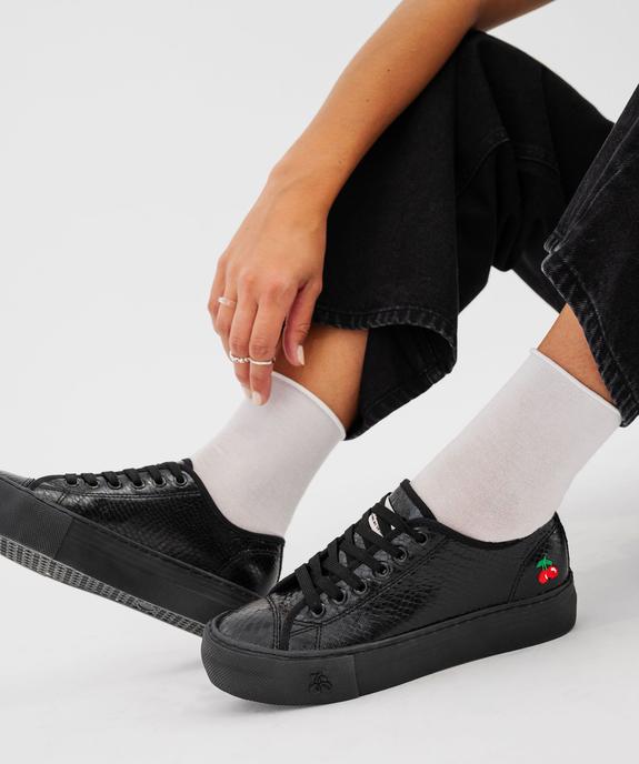 Baskets basses à tige texturée et semelle plateforme femme - Shoes by Le Temps des Cerises vue1 - SHOES BY LTDC - GEMO