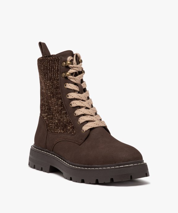 Boots femme unies en maille élastique style chaussette à semelle crantée vue2 - GEMO (CASUAL) - GEMO