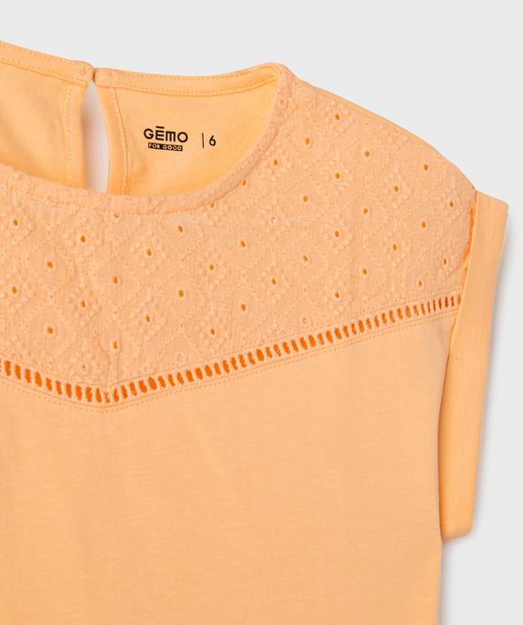 Tee-shirt manches courtes avec détails brodés fille vue2 - GEMO 4G FILLE - GEMO