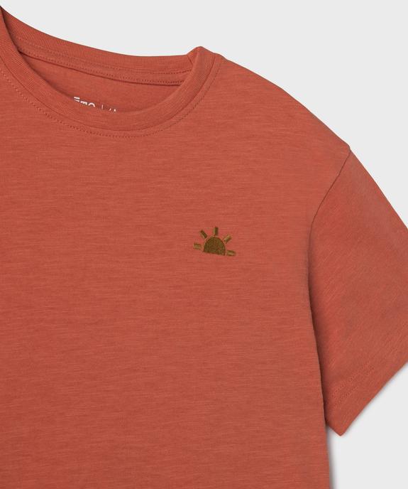 Tee-shirt manches courtes en jersey de coton flammé avec petite broderie garçon vue3 - GEMO 4G GARCON - GEMO