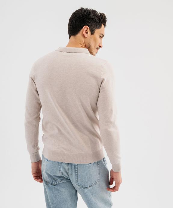 Pull à col polo et motif carreaux en relief homme vue3 - KENSINGTON - GEMO