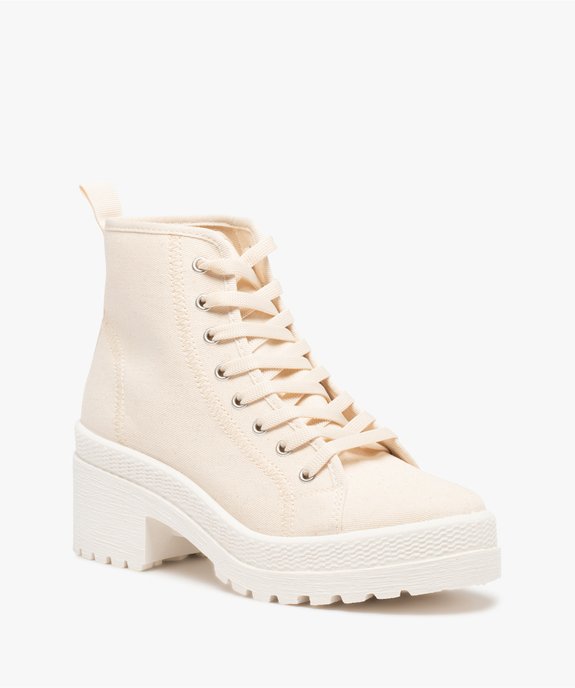 Tennis femme mid-cut en toile unie à talon et semelle crantée vue3 - GEMO (SPORTSWR) - GEMO