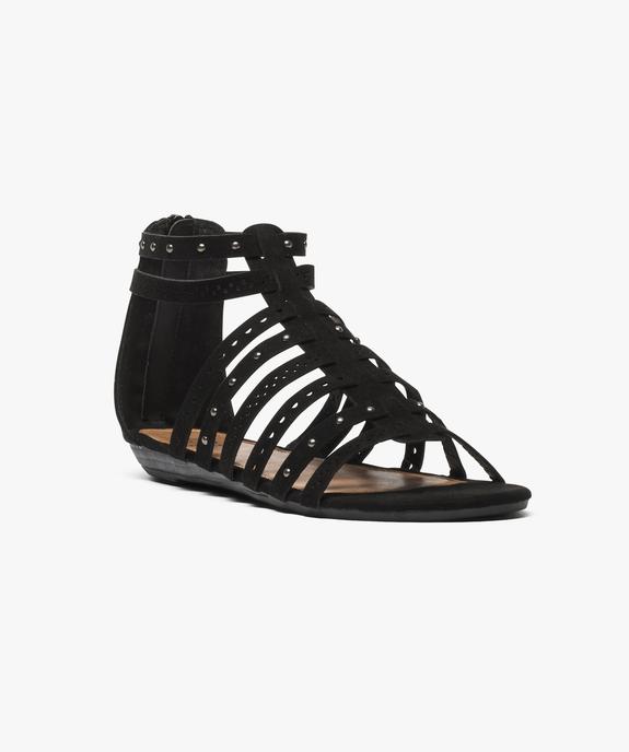 Sandales femme spartiates avec clous métalliques et talon zippé vue2 - GEMO (CASUAL) - GEMO