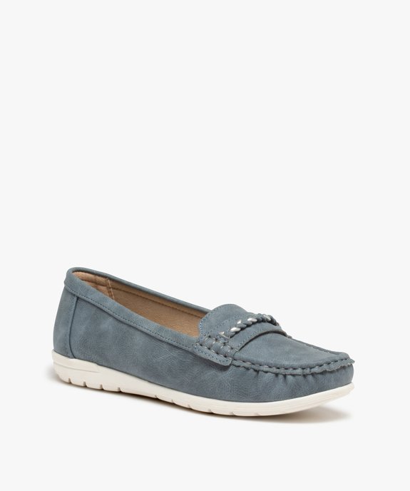 Mocassins femme unis à talon plat dessus souple vue2 - GEMO 4G FEMME - GEMO