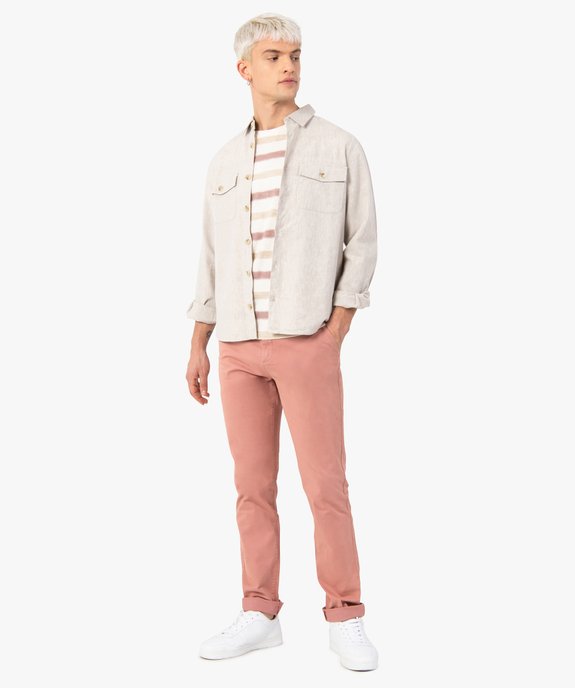 Pantalon chino en coton stretch coupe Slim homme vue5 - GEMO 4G HOMME - GEMO