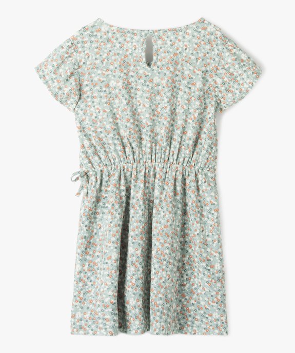 Robe fille fleurie en maille gaufrée vue3 - GEMO (ENFANT) - GEMO