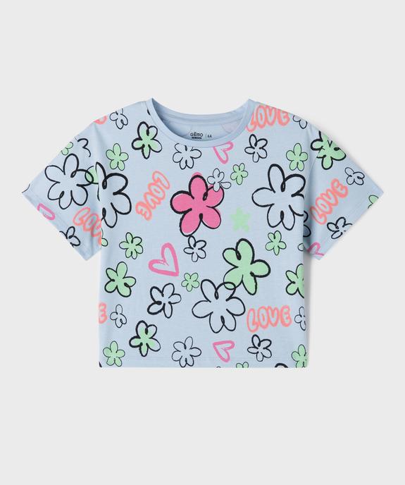 Tee-shirt manches courtes imprimé coupe oversize fille vue1 - GEMO 4G FILLE - GEMO