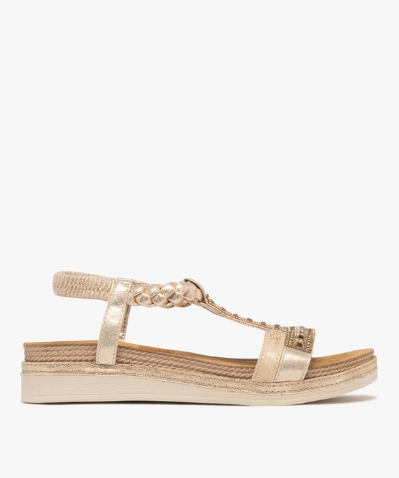 Sandales à semelle épaisse, brides métallisées et strass femme vue1 - EMILIA ROSA - GEMO