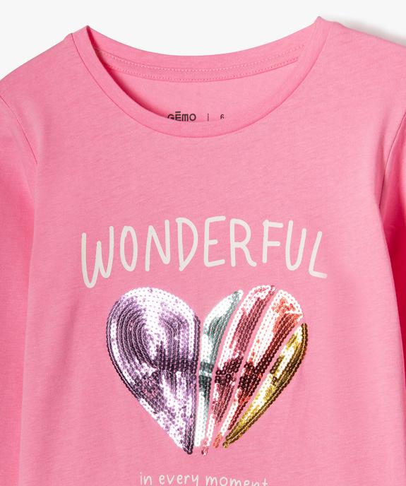 Tee-shirt à manches longues avec motif en sequins fille vue3 - GEMO (ENFANT) - GEMO
