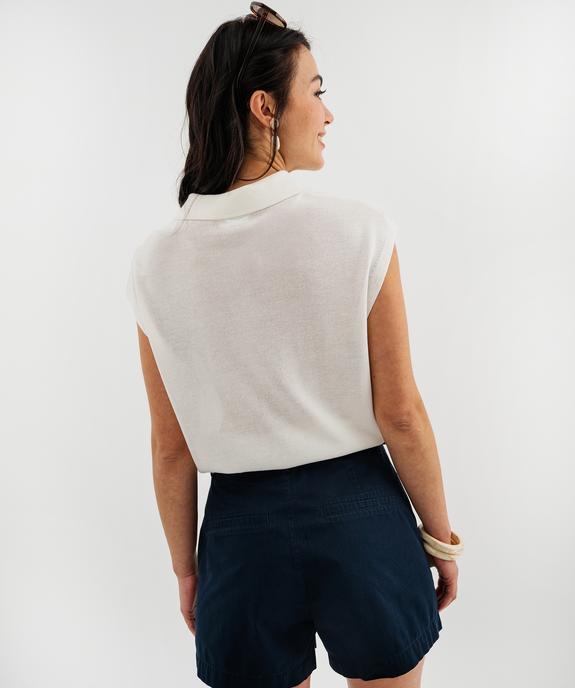 Pull sans manches à col polo en maille fine femme - LuluCastagnette vue4 - LULUCASTAGNETTE - GEMO